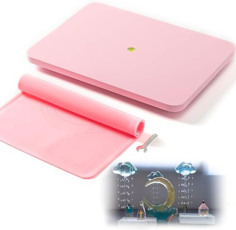 Resin Leveling Table for Epoxy Resin & Art, 16" x 12" Adjustable Resin Table with Silicone Mat Acrylic Leveling Board for Resin Molds, Waves, Epoxy DIY Art Supplies,Acrylic Pouring（Pink） in Kuwait