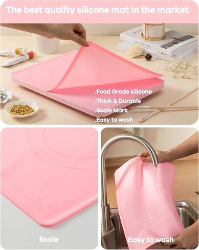 Resin Leveling Table for Epoxy Resin & Art, 16" x 12" Adjustable Resin Table with Silicone Mat Acrylic Leveling Board for Resin Molds, Waves, Epoxy DIY Art Supplies,Acrylic Pouring（Pink） in Kuwait