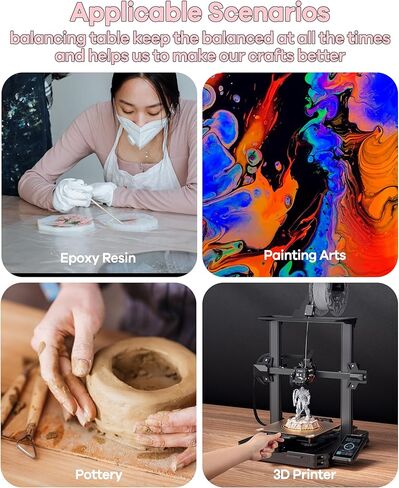 Resin Leveling Table for Epoxy Resin & Art, 16" x 12" Adjustable Resin Table with Silicone Mat Acrylic Leveling Board for Resin Molds, Waves, Epoxy DIY Art Supplies,Acrylic Pouring（Pink） in Kuwait