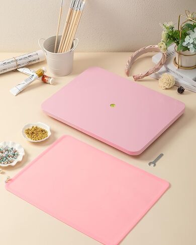 Resin Leveling Table for Epoxy Resin & Art, 16" x 12" Adjustable Resin Table with Silicone Mat Acrylic Leveling Board for Resin Molds, Waves, Epoxy DIY Art Supplies,Acrylic Pouring（Pink） in Kuwait