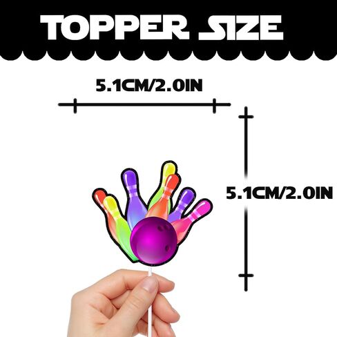 18pcs Colorful Glitter Bowling Ball Dessert Cupcake Topper Bowling Sport Theme Decor Supplies Boys Girls Happy Birthday Party Decorations in Saudi Arabia
