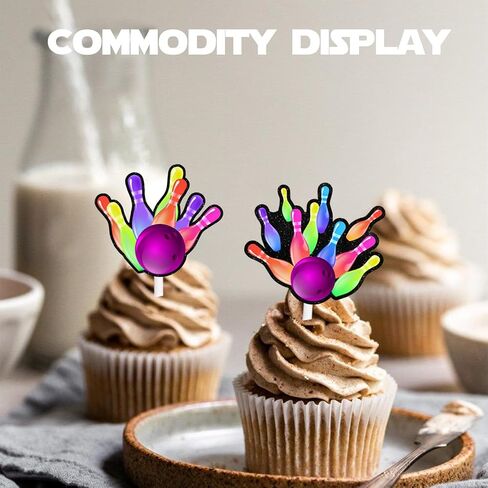 18pcs Colorful Glitter Bowling Ball Dessert Cupcake Topper Bowling Sport Theme Decor Supplies Boys Girls Happy Birthday Party Decorations in Saudi Arabia