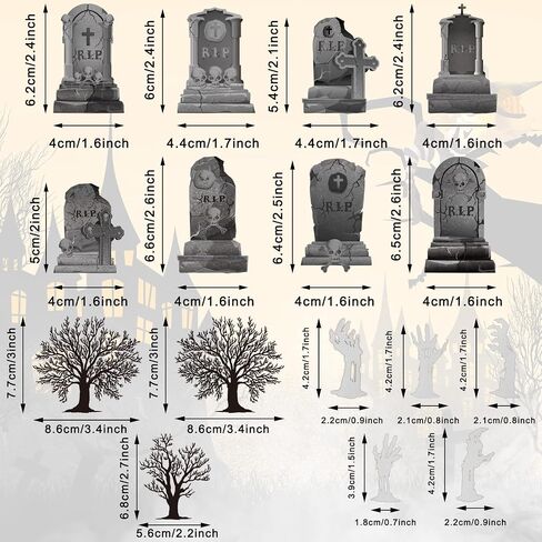 Whaline 37Pcs Halloween Cupcake Toppers Zombie Hand Tombstone Graveyard Cake Toppers Scary Halloween Toothpick Flags Table Centerpiece for Halloween Birthday Party Supplies Dessert Decorations in Saudi Arabia