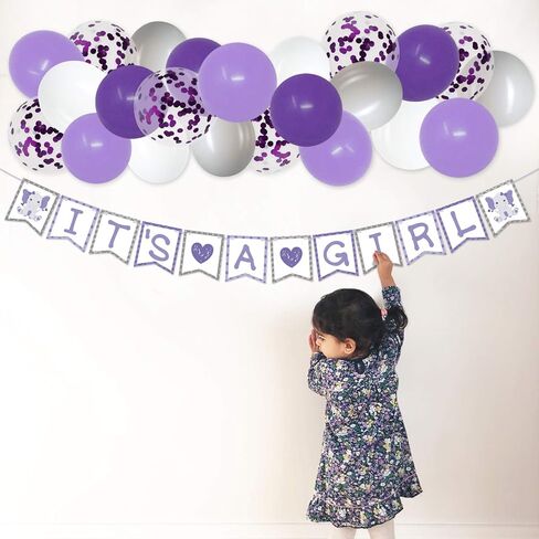 ديكور حمام الطفل الأرجواني على شكل فيل باللون الأرجواني والرمادي، لافتة عبارة إنها فتاة، أعلى الكعكة، أغطية الكب كيك، بالونات مطاطية لحفلات استقبال المولود الجديد، أرجواني صغير من الفول السوداني، مستلزمات حفلات أعياد الميلاد in Kuwait