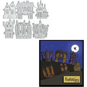 ALIBBON Halloween Die Cuts for Card Making and Scrapbooking, Pumpkin Ghost Fence Cutting Dies Metal Template Molds, Tree Grave Die Cuts for DIY Photo Album Paper Embossing Card Decoration