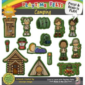 Let's Go Camping Felt Story Set | 15 PRECUT & Ready to Play Colorful & Durable Felt Pieces for Toddlers, Preschool & Kindergarten | Reusable Felt Board Stories in Saudi Arabia