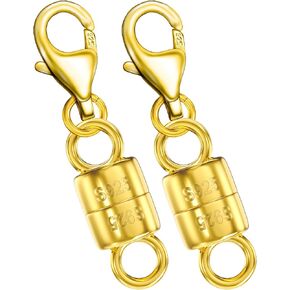 925 Sterling Silver Necklace Clasps and Closures Double Round Buckle Gold and Silver Suitable for Jewelry Making Necklaces Bracelet Safety Clasp - Made in Italy (2 pcs Silver+Gold) in Saudi Arabia