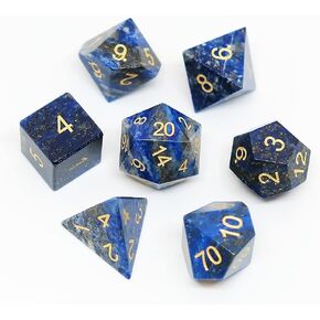 Lapis Lazuli Natural Gem Dice 7 Pieces D&D Gem Dice Set DND Polyhedarl Dice Set, Free Dice Bag, Used in Dungeons and Dragons RPG Game in Kuwait