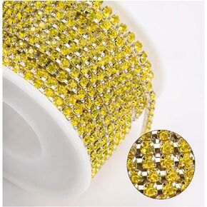 1 Roll 10 Yards Rhinestone Trim Crystal Cup Chain in Silver Setting Casing Clear (Crystal AB SS6 2mm) in Kuwait