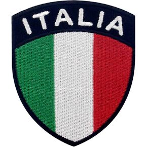 EmbTao Italy Shield Flag Patch Embroidered Applique Iron On Sew On Italian National Emblem