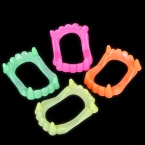 The Dreidel Company Halloween Teeth Neon Fangs Teeth, Costume, Funny Halloween Dress-Up, Pretend Play Decoration (12-Pack)