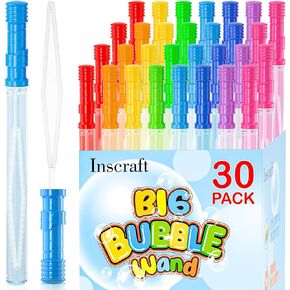 30 Pack 14’’ Big Bubble Wands, 8 Colors Bulk for Summer Toy, Outdoor / Indoor Activity Use, Easter, Birthday, Graduation, Shower, Bubbles Party Favors Supplies for Kids Toddlers