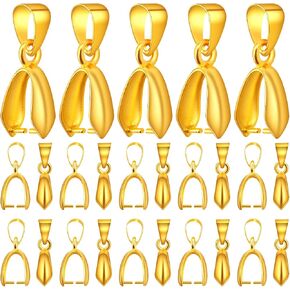 Aylifu 60pcs 19 mm Pendant Pinch Bails Large Pinch Bail Clasps Brass Necklace Pendant Clip Buckle Clasps Connectors for DIY Dangle Charm Jewelry Craft Making, Bright Silver in Kuwait