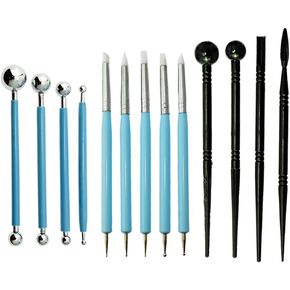 BIGTEDDY - 13pcs Polymer Modeling Clay Sculpting Tools, Dotting Pen, Silicone Tips, Ball Stylus, Pottery Ceramic Clay Indentation Tools Set Also for Cake Fondant Decoration and Nail Art in Kuwait