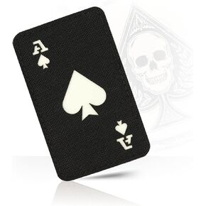M-Tac Ace of Spades Patch Death Card - Tactical Morale Patch for Military Gear - Army Patches for Clothes, Jackets, Backpacks, Hats - Combat Hook and Loop Patches (Black/GITD)