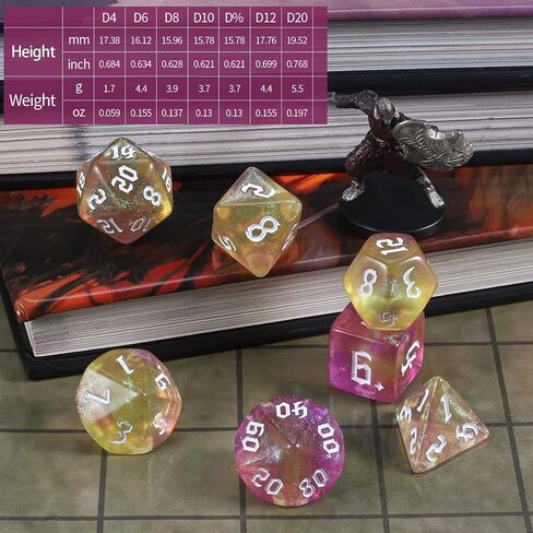 مجموعة نرد متعدد السطوح CiaraQ DND مع حقيبة النرد للأبراج المحصنة والتنينات RPG MTG ألعاب الطاولة in Kuwait