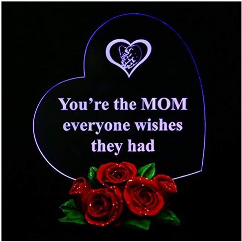 Giftgarden Sentimental Gift for Mom Christmas Mothers Day, Multi Color LED Cake Topper Heart Shaped Stuff with Beautiful Red Roses, Unique Present from Daughter Son Valentines Moms Gifts Birthday in Kuwait