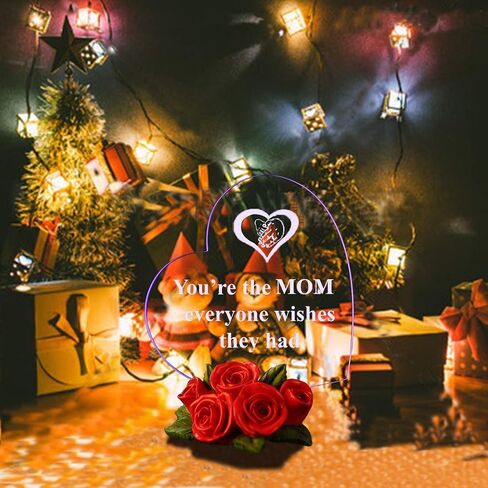 Giftgarden Sentimental Gift for Mom Christmas Mothers Day, Multi Color LED Cake Topper Heart Shaped Stuff with Beautiful Red Roses, Unique Present from Daughter Son Valentines Moms Gifts Birthday in Kuwait