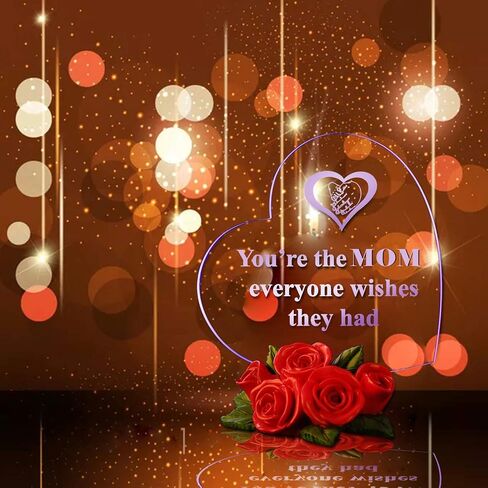 Giftgarden Sentimental Gift for Mom Christmas Mothers Day, Multi Color LED Cake Topper Heart Shaped Stuff with Beautiful Red Roses, Unique Present from Daughter Son Valentines Moms Gifts Birthday in Kuwait