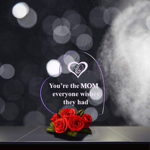 Giftgarden Sentimental Gift for Mom Christmas Mothers Day, Multi Color LED Cake Topper Heart Shaped Stuff with Beautiful Red Roses, Unique Present from Daughter Son Valentines Moms Gifts Birthday in Kuwait