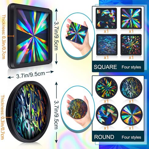 8 Pcs Holographic Resin Coaster Molds Resin Mold Coaster Resin Mold Square Epoxy Resin Molds Round Silicone Molds for Epoxy Resin for DIY Resin, Cups Mats, Home Decoration in Saudi Arabia