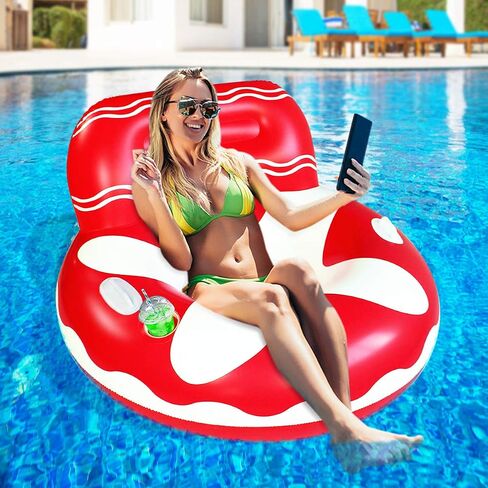 Pool Lounger Float for Adult, Float Hammock, mesh Bottom Pool Float, with Two Handle and a Big Cup Holder, Great for Chilling in The Pool. in Saudi Arabia