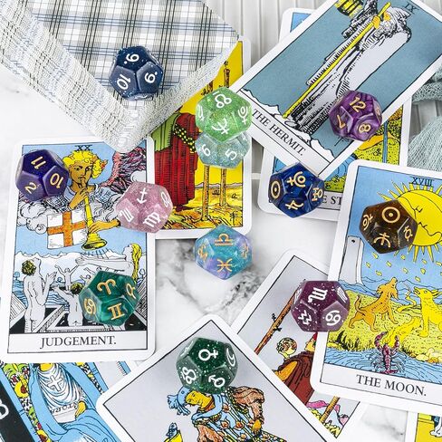 12 PCS Tarot Cards Dice D12 Astrological Dice Resin Pearl Constellation Sign 12-Sided Dice for Astro Divination Gaming Accessory in Kuwait