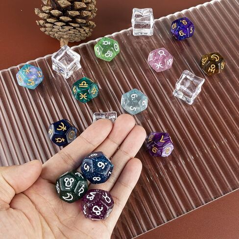 12 PCS Tarot Cards Dice D12 Astrological Dice Resin Pearl Constellation Sign 12-Sided Dice for Astro Divination Gaming Accessory in Kuwait
