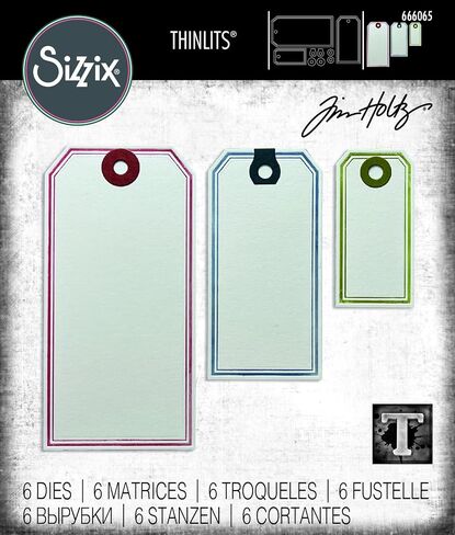 Sizzix Thinlits Die Set 6PK Framed Tags by Tim Holtz | 666065 | Chapter 4 2022 Wafer, Grey in Saudi Arabia
