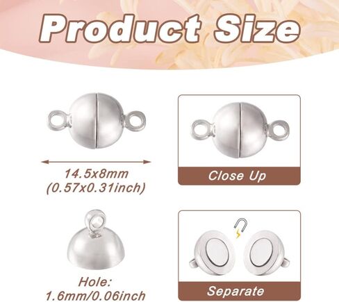 Craftdady 20 مجموعة من المشابك المغناطيسية المستديرة المصنوعة من الذهب عيار 24 قيراط محولات مغناطيسية مشابك قفل 14.5 × 8 مم للمجوهرات وقلادات السوار والفتحة: 1.6 مم in Kuwait