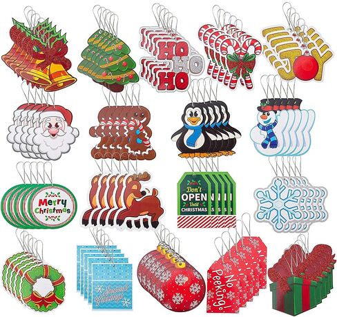 JOYIN 90 Pieces Large Christmas Gift Tag with Untied String in 18 Assorted Designs Holiday Party Decoration for Present Wrap Label Package Name Card in Saudi Arabia