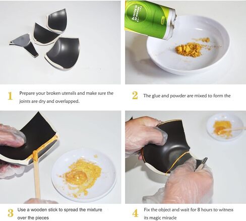 مجموعة إصلاح كينتسوغي من الفخار باستخدام غراء بودرة 50 مل، إصلاح السيراميك الياباني كينتسوجي (معالجة 30 دقيقة) مجموعة إصلاح بلاط الراتينج الإيبوكسي؛ مناسبة للمبتدئين لإصلاح الهدايا المهنية. in Kuwait