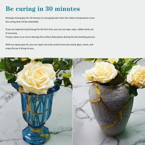 مجموعة إصلاح كينتسوغي من الفخار باستخدام غراء بودرة 50 مل، إصلاح السيراميك الياباني كينتسوجي (معالجة 30 دقيقة) مجموعة إصلاح بلاط الراتينج الإيبوكسي؛ مناسبة للمبتدئين لإصلاح الهدايا المهنية. in Kuwait