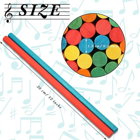 Yookeer 30 Pcs Rhythm Sticks for Kids Bulk, 30 cm/ 12 Inches in Kuwait