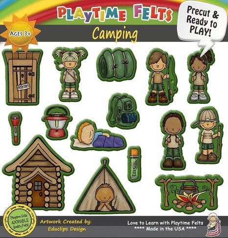 Let's Go Camping Felt Story Set | 15 PRECUT & Ready to Play Colorful & Durable Felt Pieces for Toddlers, Preschool & Kindergarten | Reusable Felt Board Stories in Saudi Arabia