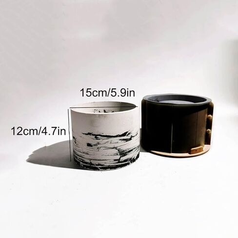 جيهتو مجموعة قوالب دائرية كبيرة من السيليكون - وعاء خرساني للنباتات الداخلية يمكنك تركيبه بنفسك مع ملمع محمول باليد، غلاف قوي، قالب صينية مطابقة، قالب سيليكون مرن - مثالي لاواني زهور تيرازو in Kuwait