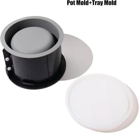 جيهتو مجموعة قوالب دائرية كبيرة من السيليكون - وعاء خرساني للنباتات الداخلية يمكنك تركيبه بنفسك مع ملمع محمول باليد، غلاف قوي، قالب صينية مطابقة، قالب سيليكون مرن - مثالي لاواني زهور تيرازو in Kuwait