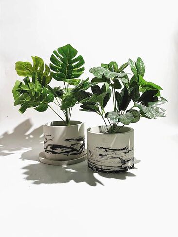 جيهتو مجموعة قوالب دائرية كبيرة من السيليكون - وعاء خرساني للنباتات الداخلية يمكنك تركيبه بنفسك مع ملمع محمول باليد، غلاف قوي، قالب صينية مطابقة، قالب سيليكون مرن - مثالي لاواني زهور تيرازو in Kuwait