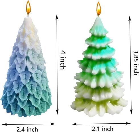 قالب شموع شجرة عيد الميلاد ثلاثي الأبعاد، قطعتان من قوالب السيليكون لشمعة عيد الميلاد، قالب راتينج مصنوع يدويًا لصنع الشموع، قالب صابون، لتزيين المنزل كهدية عيد الميلاد in Kuwait