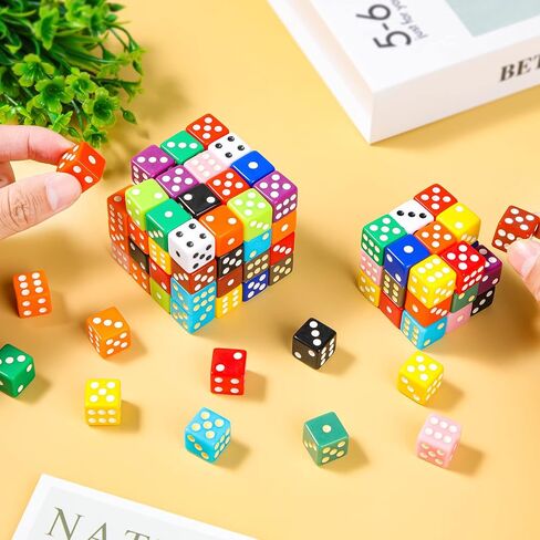 مجموعة نرد 180 قطعة 16 ملم، 6 جوانب مربعة الشكل، نرد صغير الحجم، مجموعة نرد قياسية مع حقيبتين تخزين للعب الألعاب مثل فاركل أو بونكو أو تعليم الرياضيات، 18 لونًا in Saudi Arabia