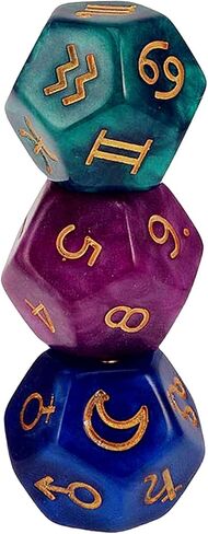 ZXUEZHENG 3 قطع من النرد الفلكي من اللؤلؤ الأكريليك متعدد الجوانب لإكسسوارات عرافة الكوكبة in Kuwait