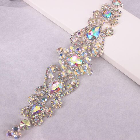 Handmade Crystal Applique Sew On Rhinestone Applique Trim Embellishment for Girls Women Garment DIY (Gold) in Saudi Arabia