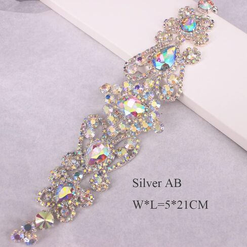 Handmade Crystal Applique Sew On Rhinestone Applique Trim Embellishment for Girls Women Garment DIY (Gold) in Saudi Arabia