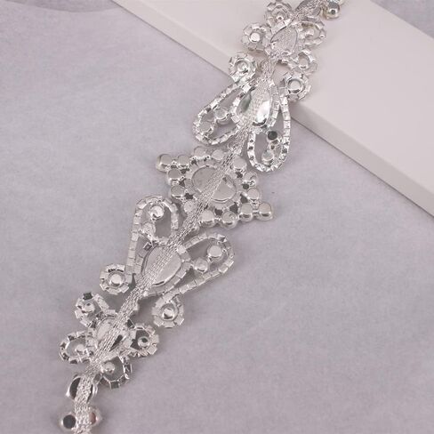 Handmade Crystal Applique Sew On Rhinestone Applique Trim Embellishment for Girls Women Garment DIY (Gold) in Saudi Arabia