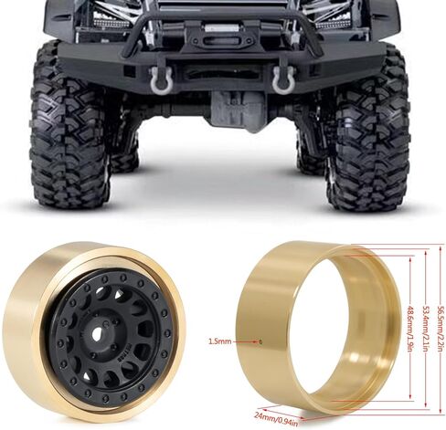 Linsvirgo 4 قطع نحاسية مقاس 1.9 بوصة حلقات داخلية لعجلات Beadlock، حلقة مشبك لعجلات Beadlock مقاس 1.0 بوصة موازنة لـ 1/10 RC Crawler TRX4 TRX6 Axial SCX10 I II III Redcat GEN7 GEN8 أجزاء ترقية in Kuwait