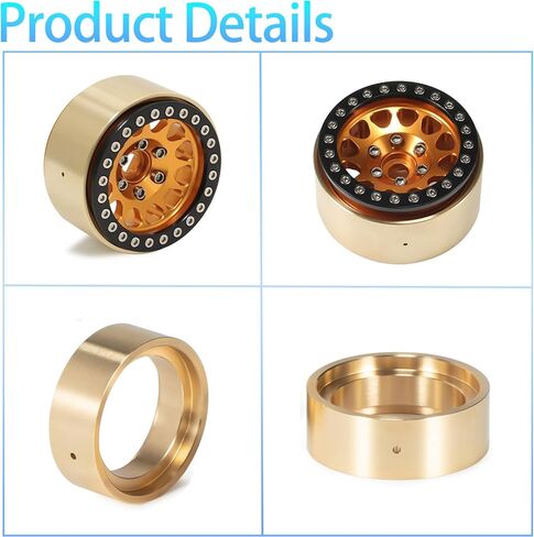 Linsvirgo 4 قطع نحاسية مقاس 1.9 بوصة حلقات داخلية لعجلات Beadlock، حلقة مشبك لعجلات Beadlock مقاس 1.0 بوصة موازنة لـ 1/10 RC Crawler TRX4 TRX6 Axial SCX10 I II III Redcat GEN7 GEN8 أجزاء ترقية in Kuwait