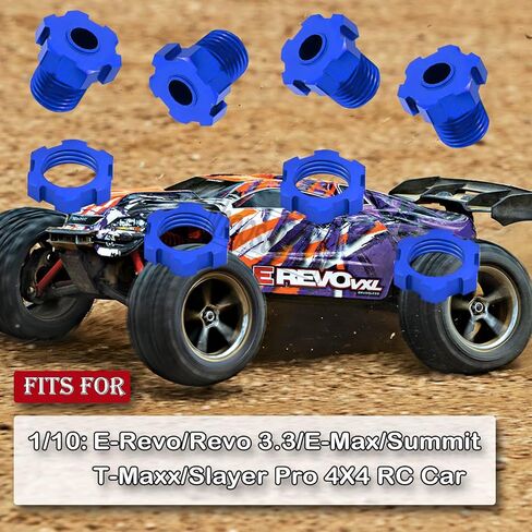 جزء ترقية hopsupRC لـ 1/10 E-Revo/Revo 3.3/E-Maxx/Summit/T-Maxx/Slayer Pro 4X4، صامولة عجلة ألومنيوم 17 مم ومفتاح ربط عجلة سداسي وخطوط، أسود in Kuwait