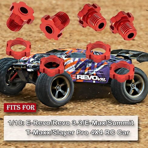 جزء ترقية hopsupRC لـ 1/10 E-Revo/Revo 3.3/E-Maxx/Summit/T-Maxx/Slayer Pro 4X4، صامولة عجلة ألومنيوم 17 مم ومفتاح ربط عجلة سداسي وخطوط، أسود in Kuwait