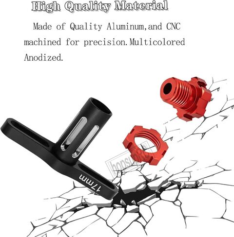 جزء ترقية hopsupRC لـ 1/10 E-Revo/Revo 3.3/E-Maxx/Summit/T-Maxx/Slayer Pro 4X4، صامولة عجلة ألومنيوم 17 مم ومفتاح ربط عجلة سداسي وخطوط، أسود in Kuwait