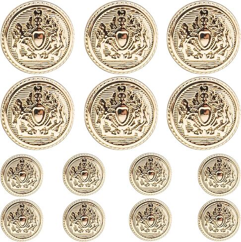 اف اند جي مجموعة ازرار بليزر معدنية ذهبية لامعة عالية الجودة 14 قطعة 15 ملم 20 ملم للبليزر والبدلات والمعاطف الرياضية والزي الرسمي والجاكيتات in Kuwait